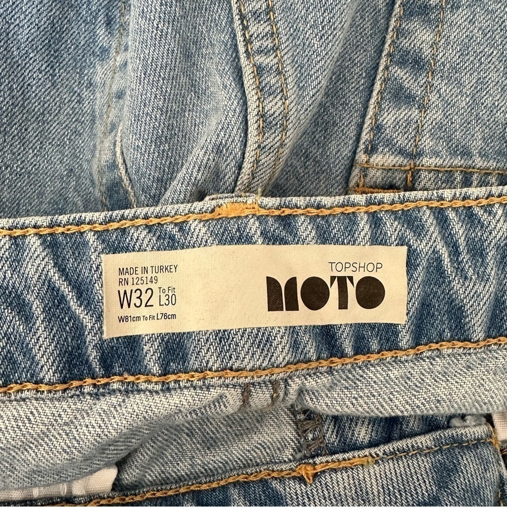 Topshop-Moto High Rise Medium Wash Wide Leg Raw Hem Jeans - Picture 12 of 12